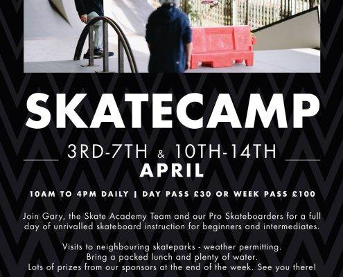 Skate Camp Easter 2017 10 full days starting April 3rd at BAYSIXTY6 Skate Park