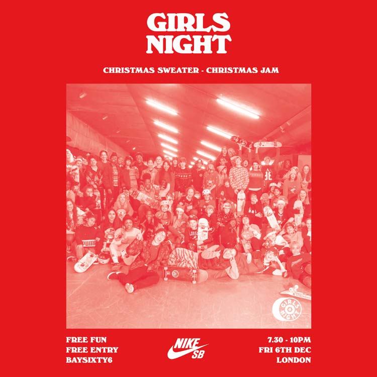 Girls Night Dec 6th at BAYSIXTY6 Skate Park