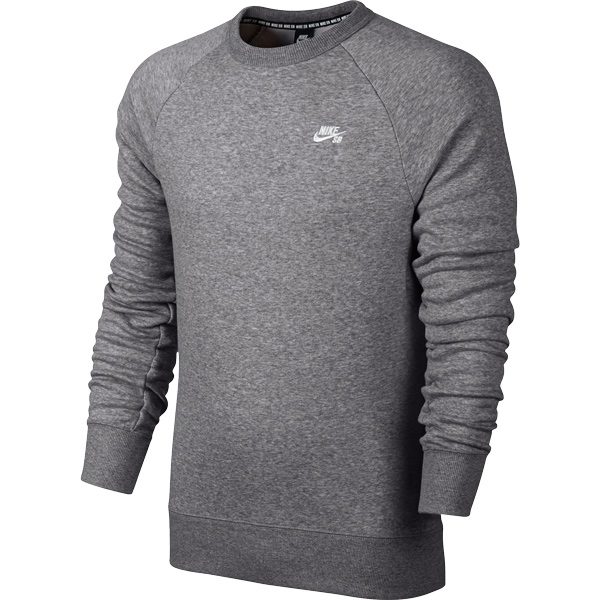 728451-063 Nike SB Icon Crew Fleece Dark Grey Heather/White front
