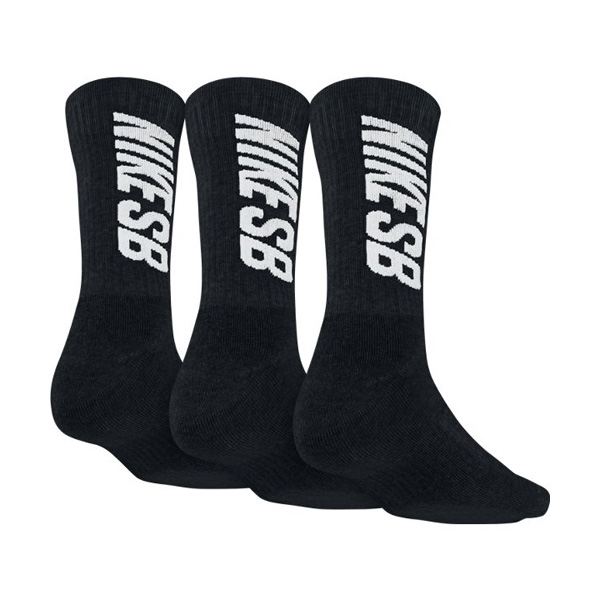 SX4919-001 Nike SB Crew Skateboarding Sock (3 Pair) Black White at BAYSIXTY6 Skate Shop