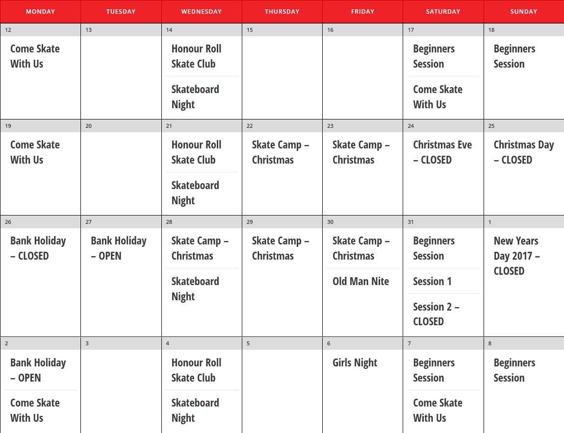 Christmas and New Year opening times 2016 BAYSIXTY6 Skate Park Christmas New Year Opening