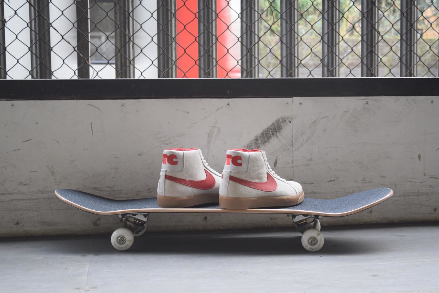 Nike SB x FTC Blazer Zoom Mid QuickStrike Bone White Brick House Red