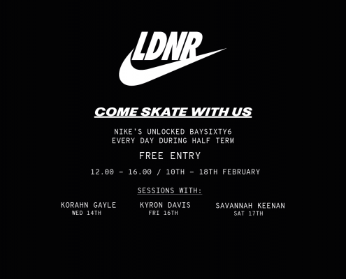 LDNR Come Skate With Us BAYSIXTY6 Skate Park Event slider