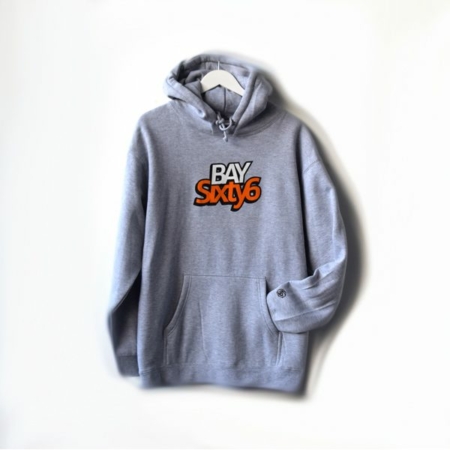 BAYSIXTY6 Hoodie Grey Orange logo at BAYSIXTY6 Skate Shop