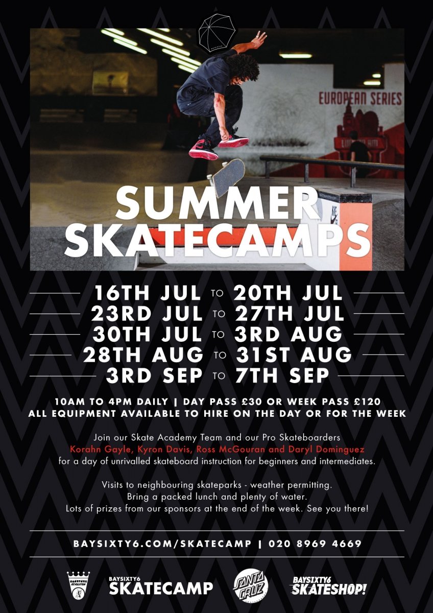 Skate Camp Summer 2018 at BAYSIXTY6 Skate Park flyer