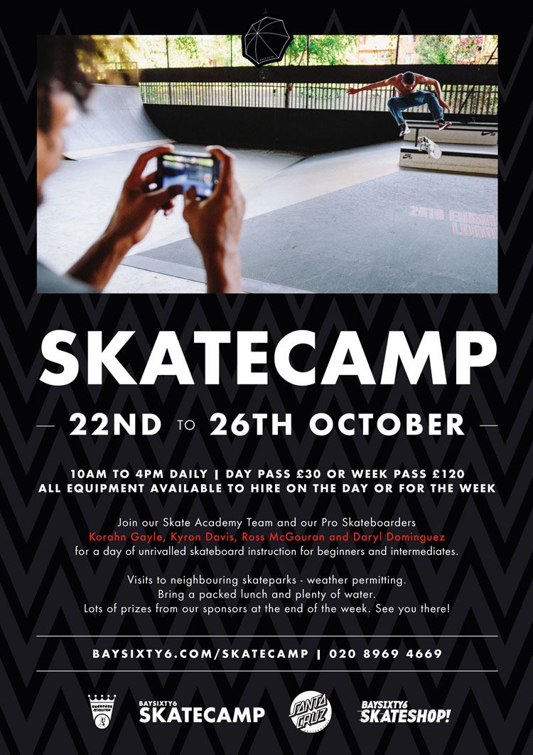 Skate Camp Autumn Half Term 2018 at BAYSIXTY6 Skate Park