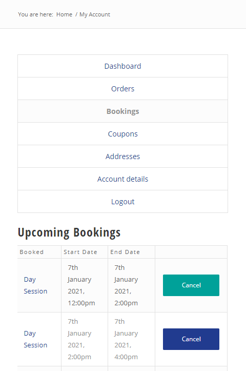 Displaying How to Cancel a Booking